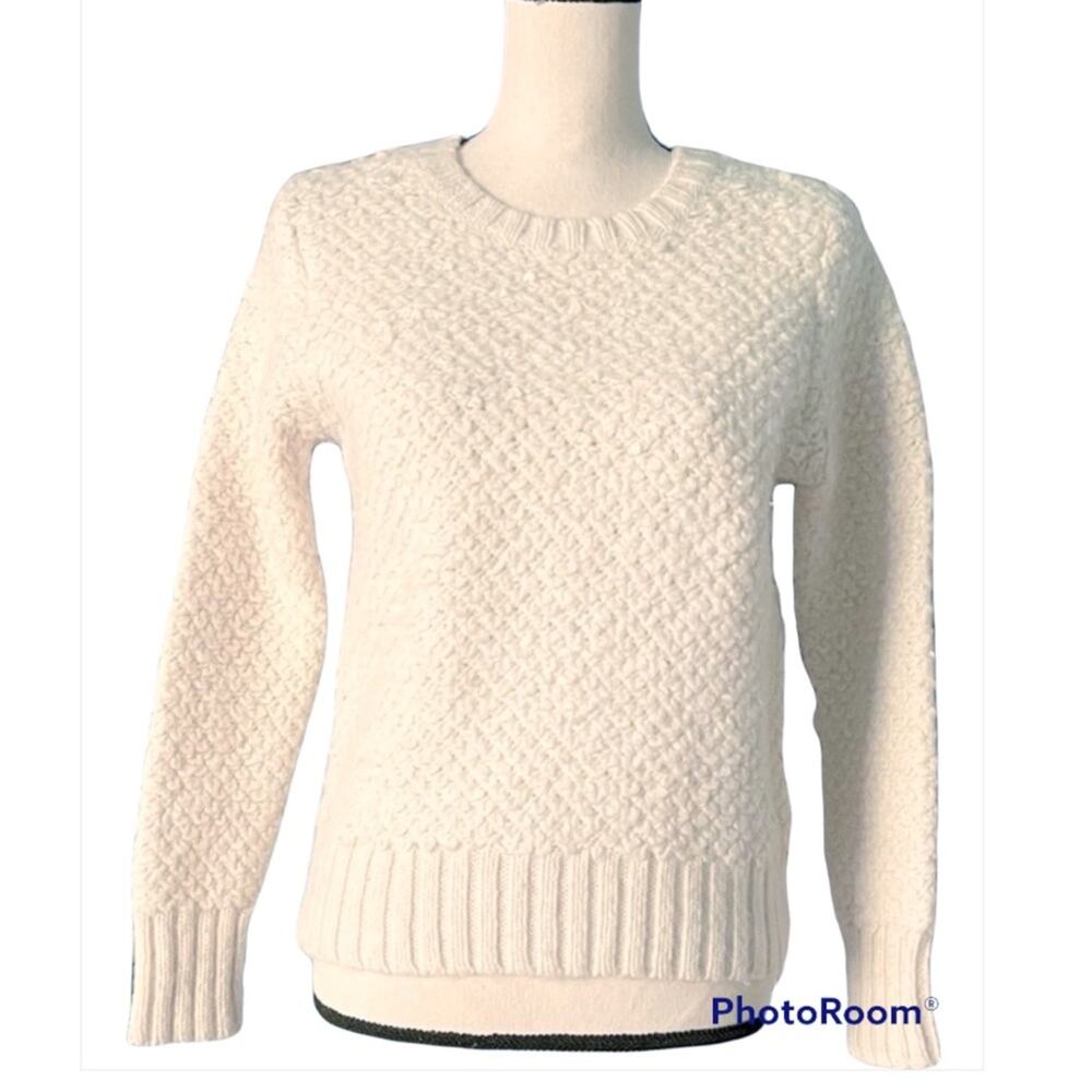 Banana Republic Wool Blend Chunky Crew Neck Carpet Sweater Women's Cream Size S